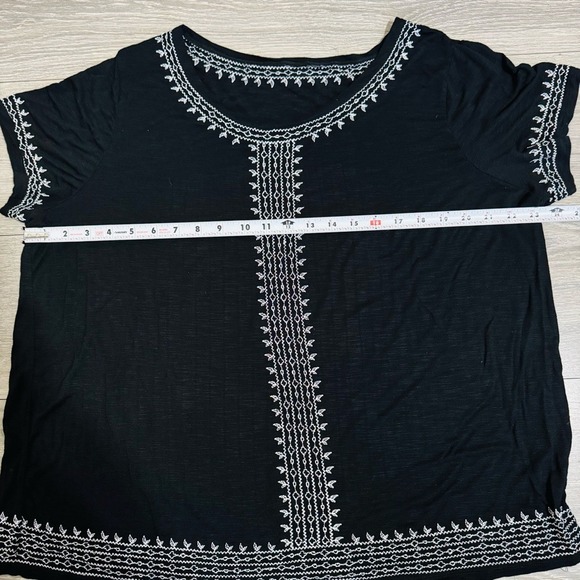 Rafaella Black Bohemian Embroidered Women's Relaxed Fit Lightweight Top Size XL‎ - Picture 15 of 17